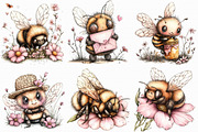 Whimsical Spring Bee Clipart PNG, an Illustration by Libby Wishes (Thumbnail 2 of 5)
