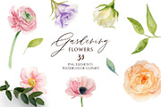 Watercolor Floral Clipart Set, an Object Graphic by NiKO (Thumbnail 1 of 4)