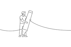 Man holding giant marker drawing, a Person Illustration by GraphiShop