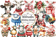 Christmas Animals Clipart, an Illustration by OK Design (Thumbnail 1 of 5)