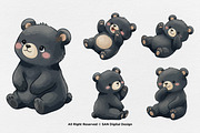 15 Bundle Watercolor Black Bear Cute, an Animal Illustration by Morspective (Thumbnail 6 of 8)