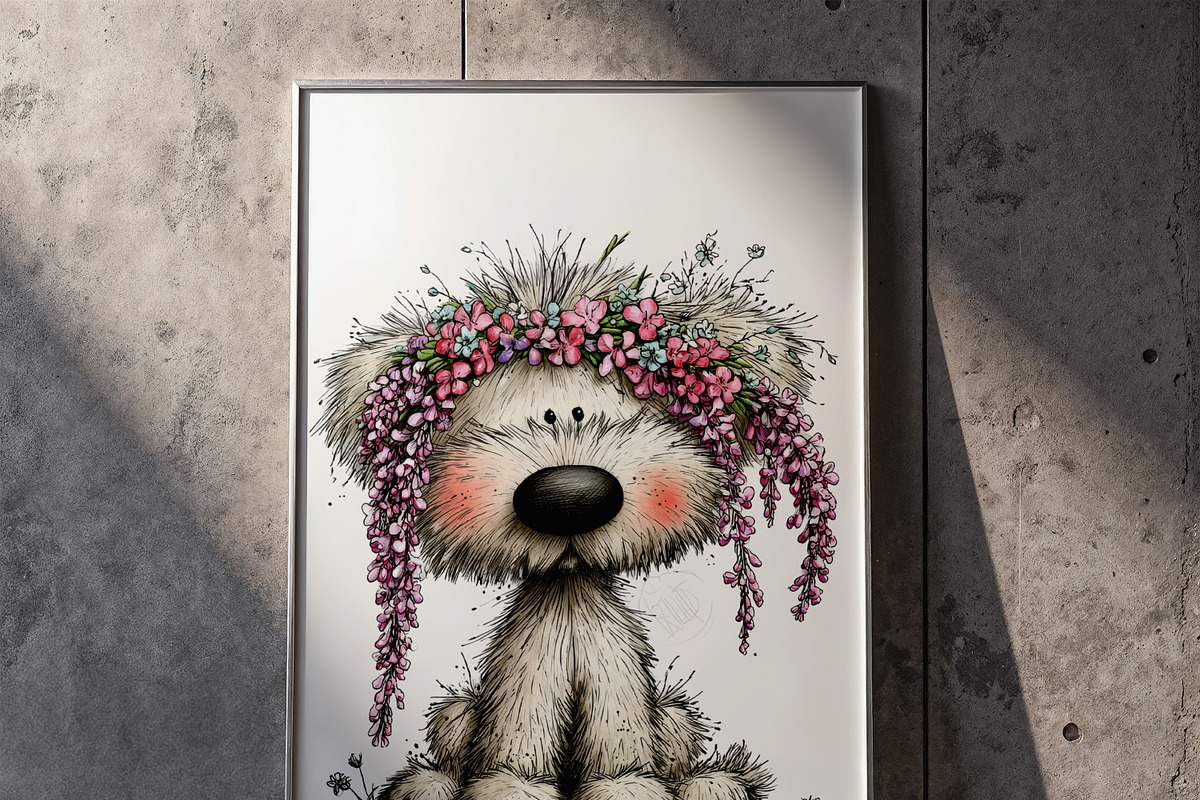 Whimsical Dogs Floral Clipart Spring, a Graphic by one-touch (Photo 5 of 19)