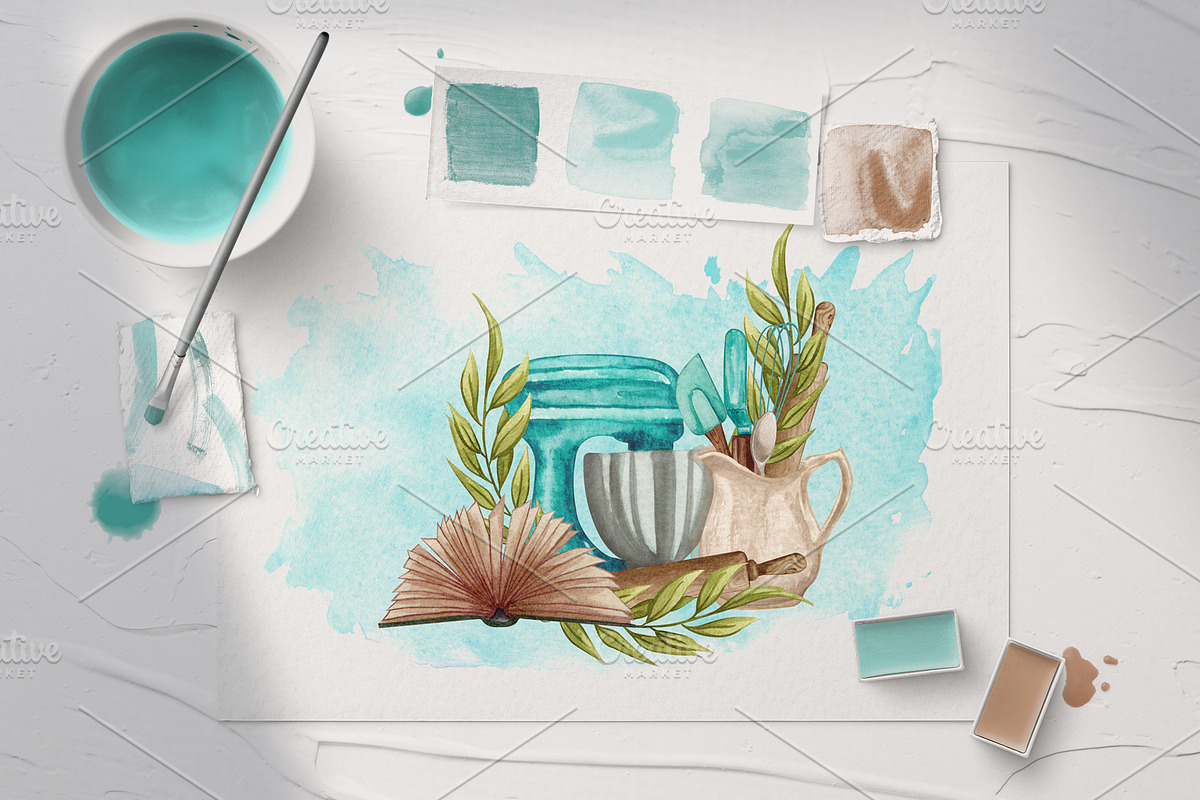 Baking Watercolor Set, a Food Illustration by BarvArt (Photo 8 of 16)