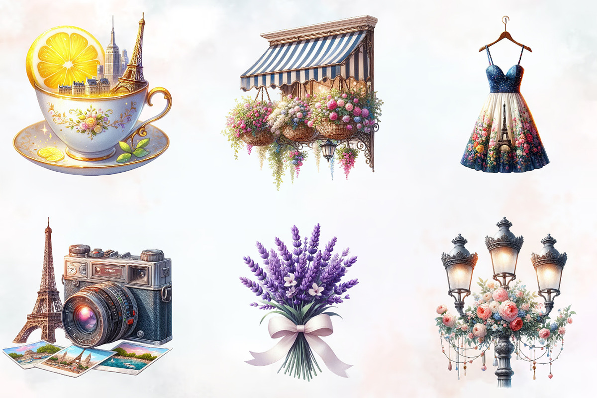 Parisian Summer Clipart, an Illustration by RobertsArt (Photo 2 of 4)