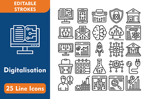 25 Digitalisation Line Icons, an Icon by Pexelpy