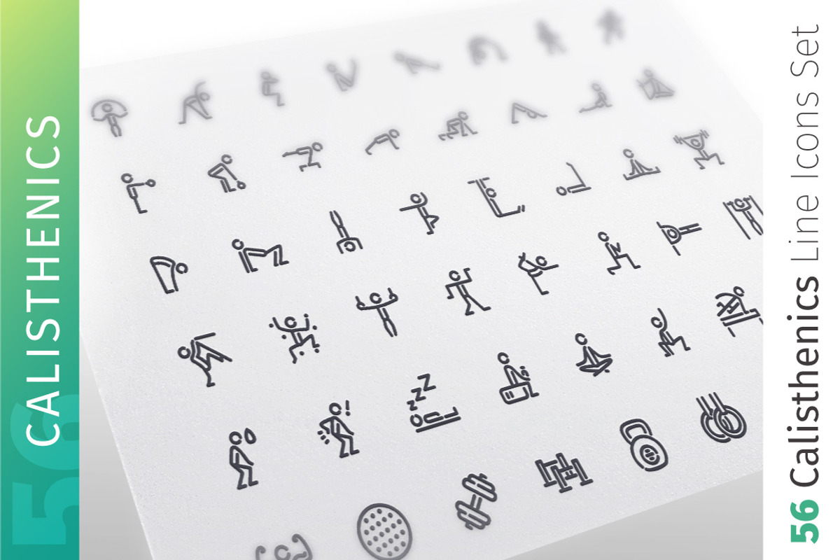 Calisthenics Line Icons Set, an Outline Icon by Voysla's Shop (Photo 1 of 4)