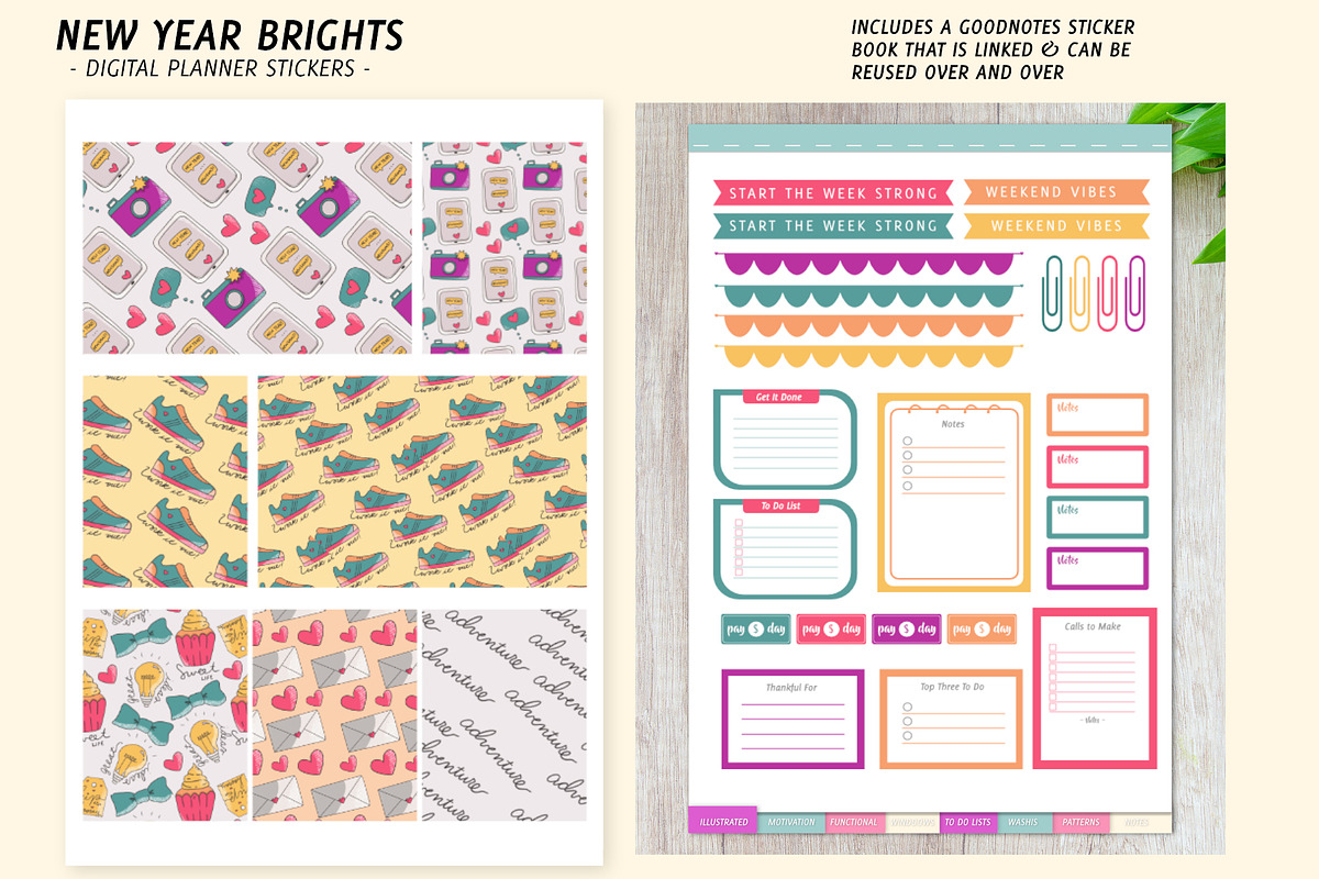 New Year Digital Planner Stickers, a Stationery Template by Bella+Sophia Creative (Photo 5 of 6)