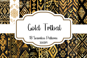 Gold Tribal Seamless Patterns, a Pattern Graphic by PrintablesByFranklyn