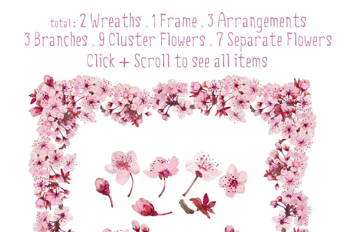 Prune Blossom - Wedding Clipart set, an Illustration by watercolorwild.graphics (Photo 4 of 6)