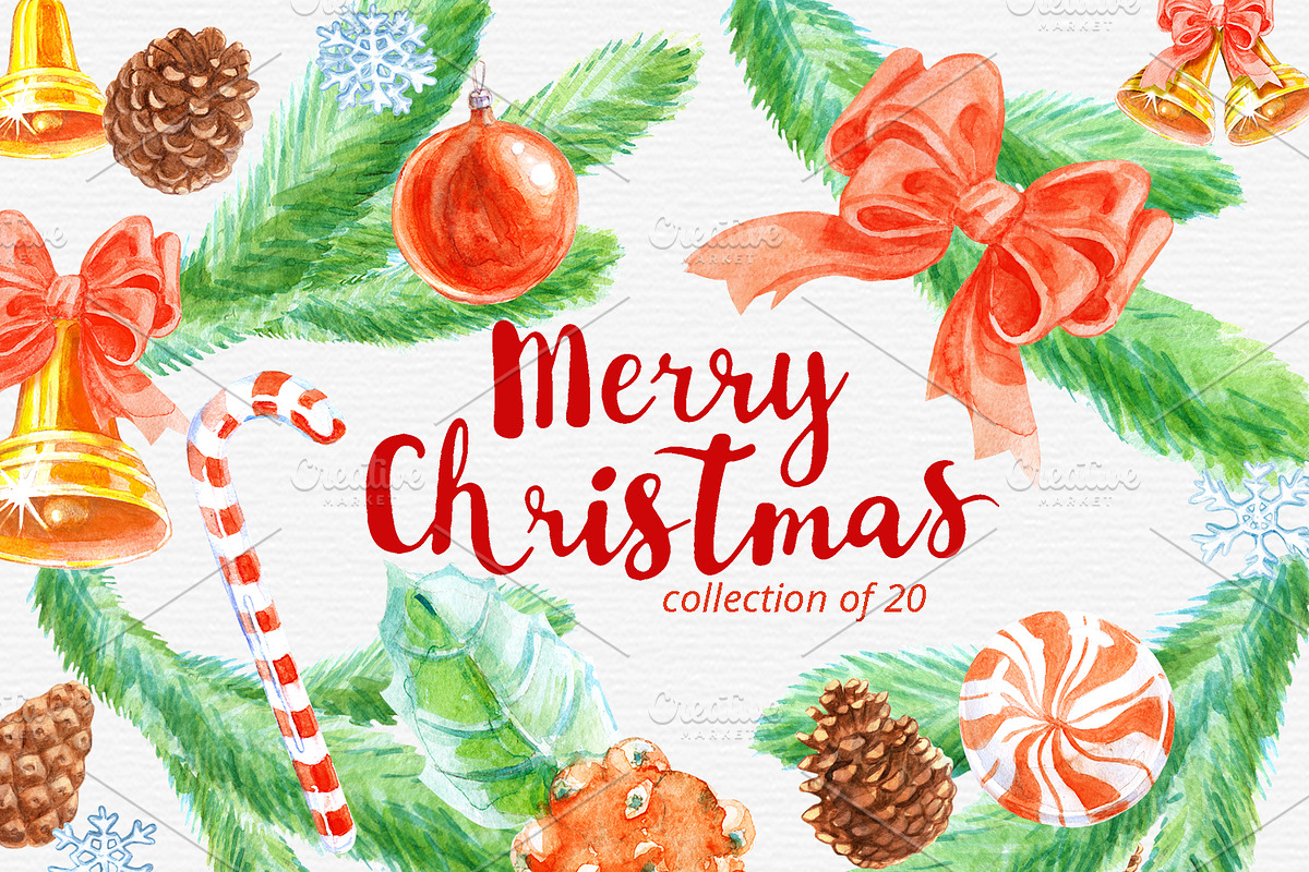Watercolor Christmas Bells, an Illustration by Creative Shop (Photo 1 of 2)