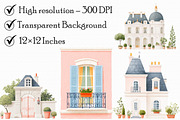 French Chateau Watercolor Clipart, an Illustration by Libby Wishes (Thumbnail 6 of 7)