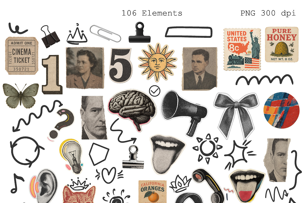 ANALOG COLLAGE KIT - Paper Scrapbook, an Object Graphic by DreamoraArt (Photo 4 of 10)