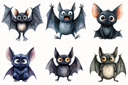 Quirky Bats Watercolor Clipart, an Illustration by OK Design (Thumbnail 3 of 5)