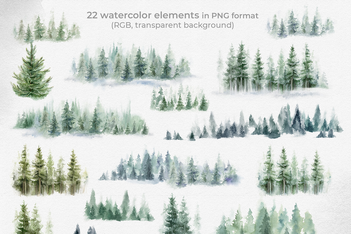 Watercolor Forest Landscapes, a Decorative Illustration by LeiaSW (Photo 2 of 9)