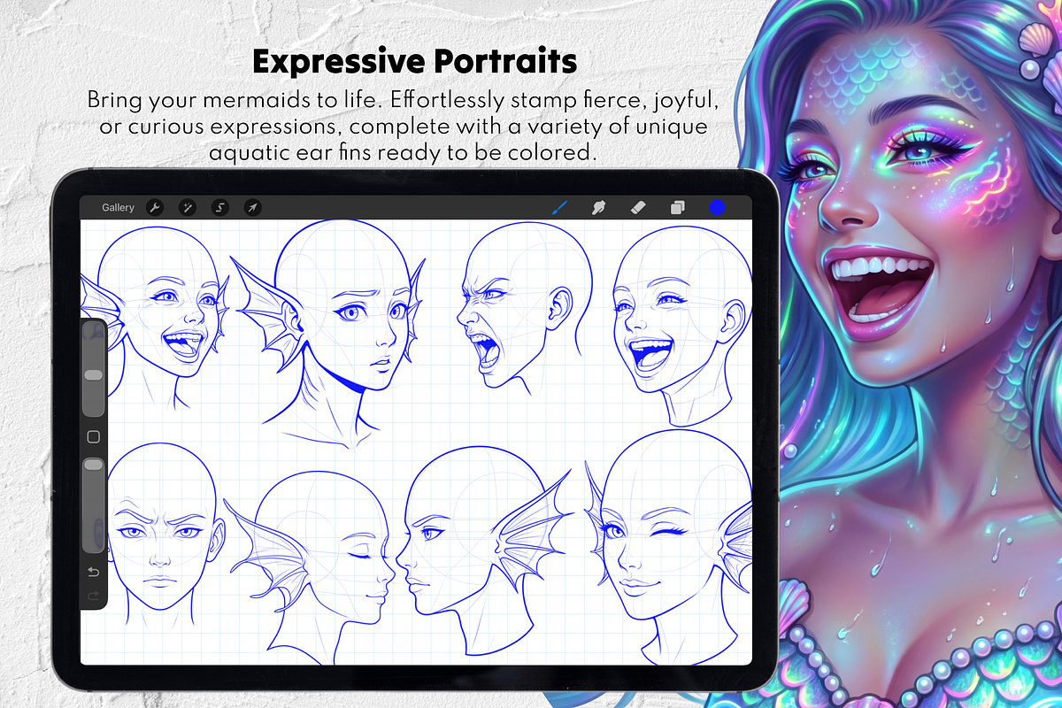 200 Mermaid Maker Procreate Stamps, a Brush Add-On by Selentaori Studio (Photo 8 of 13)