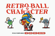 Retro Ball Character Illustration, a Sport Illustration by Decoconio Design (Thumbnail 1 of 6)