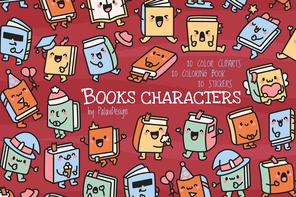 Cute Kawaii Books Characters, an Education Illustration by Palau (Photo 1 of 12)