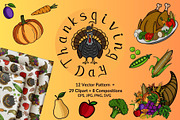 Thanksgiving Day Patterns Clipart, a Seasonal Illustration by Elatedowl (Thumbnail 1 of 16)