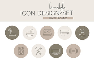 Icon Design Set Hotel Facilities, an Outline Icon by pepulousdsg