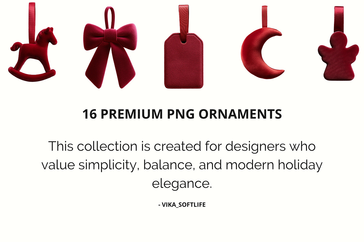 Velvet Christmas Ornaments, an Object Graphic by Vika_Softlife (Photo 4 of 4)