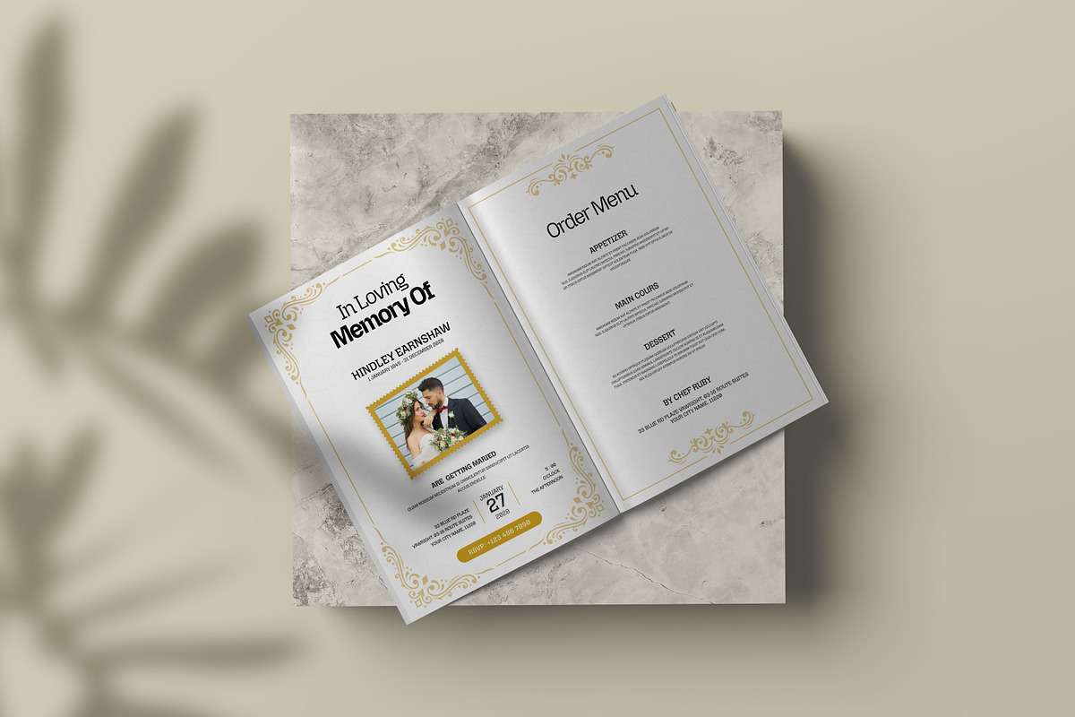 Floral Wedding Invitation Template, a Stationery Template by Creatiya Type (Photo 4 of 5)