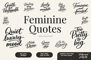Feminine Quotes Lettering Bundle