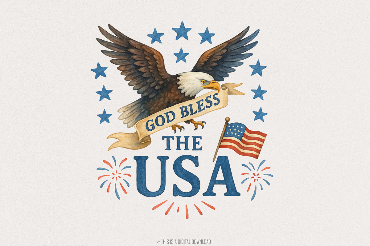 God Bless America PNG, 4th of July, an Illustration by SharpMarketplace (Photo 1 of 9)
