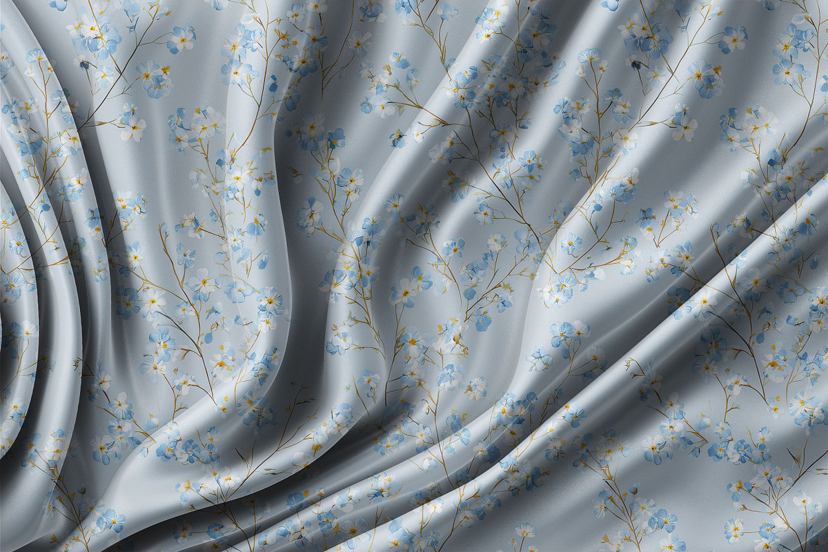 SOFT BLUE FLORAL Seamless Pattern