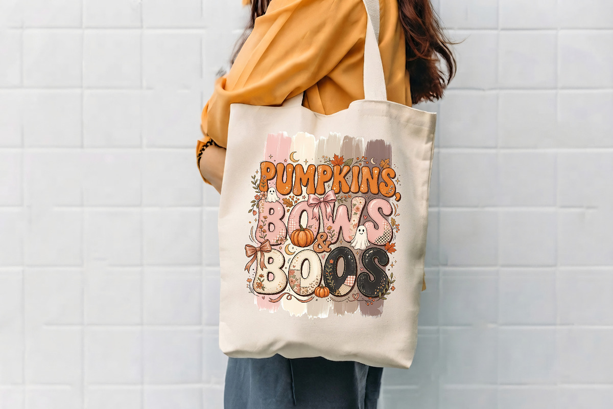 Pumpkins Bows And Boos Clipart PNG, a Seasonal Illustration by CrexoraLab (Photo 4 of 4)