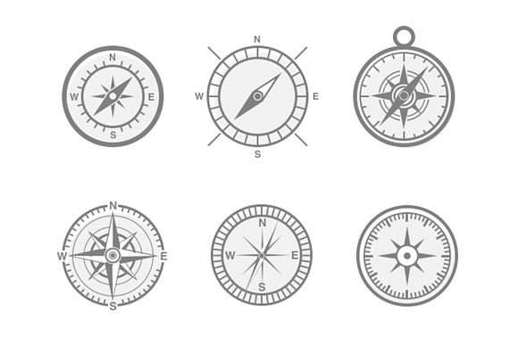 6 Compass And Navigation Icons