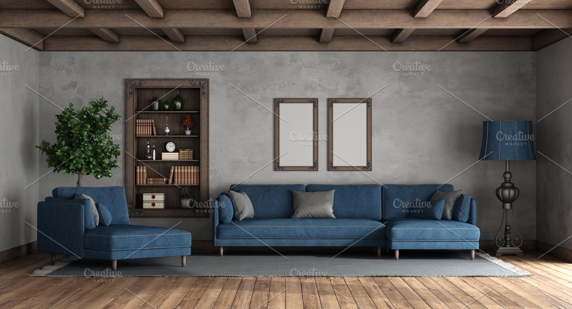 Living room in retro style with mode, an Architecture Photo by Archideaphoto