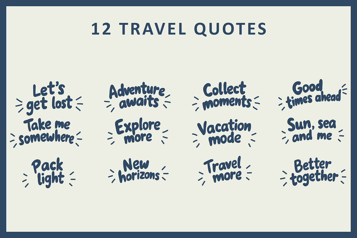 Travel Doodle Quote Set, an Object Illustration by OREHOVKA (Photo 3 of 3)