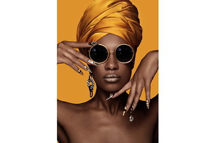 Beautiful black woman with a yellow