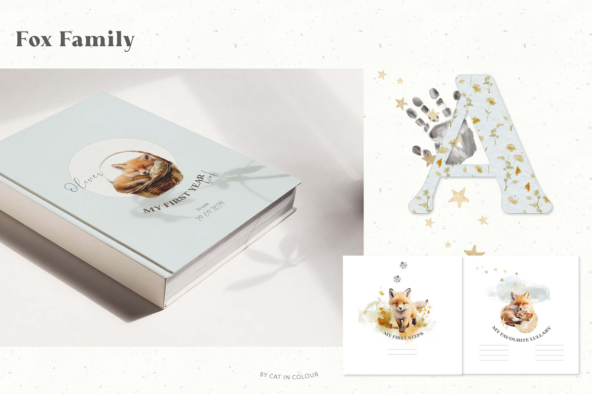 Baby First Year Watercolor Set, an Animal Illustration by Cat In Colour (Photo 2 of 10)