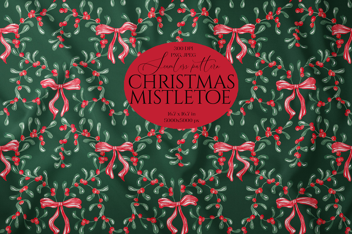 Christmas Mistletoe Ornamental Print, a Pattern Graphic by SirenaArt (Photo 1 of 14)