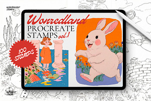 Wonderland Procreate Stamps Vol.1, a Shape Add-On by Spasibenko Art