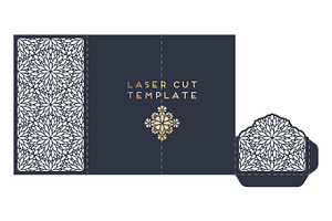 Vector wedding card laser cut template with mandala