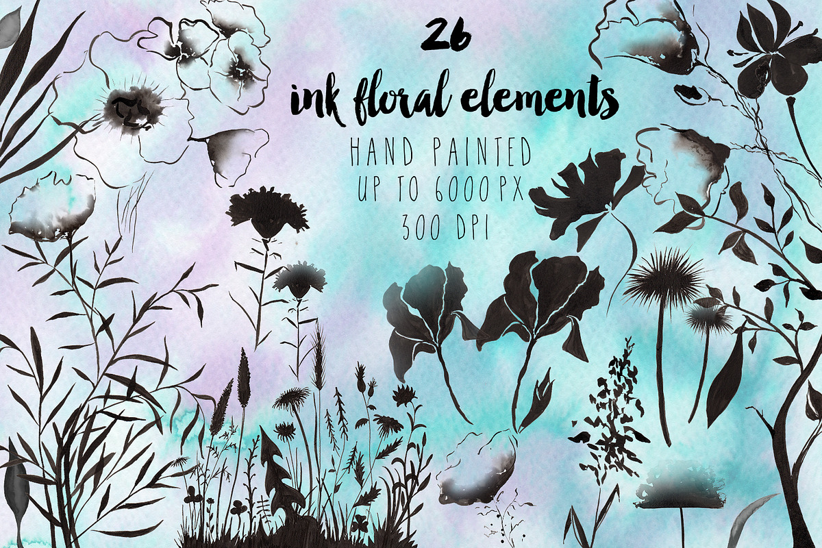 Hand-Inked Floral Pack: 118 elements, a Texture Illustration by Jeanina Vlad (Photo 2 of 9)