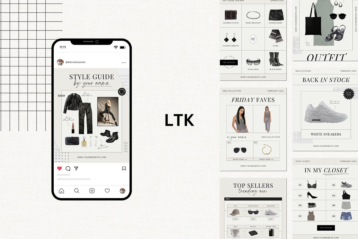 Fashion Blogger LTK Canva Template, a Social Media Template by Deb Creative Studio (Photo 3 of 10)