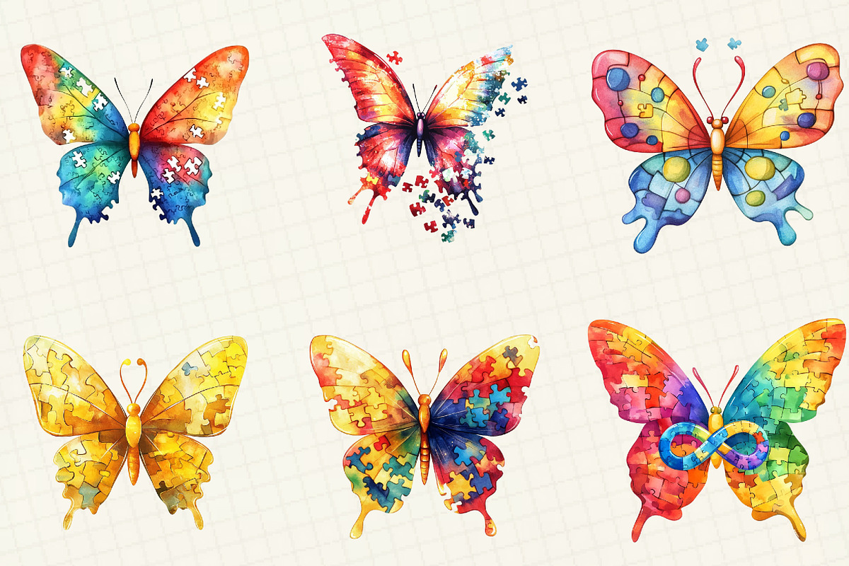 Autism Butterfly Clipart, an Illustration by OK Design (Photo 2 of 5)