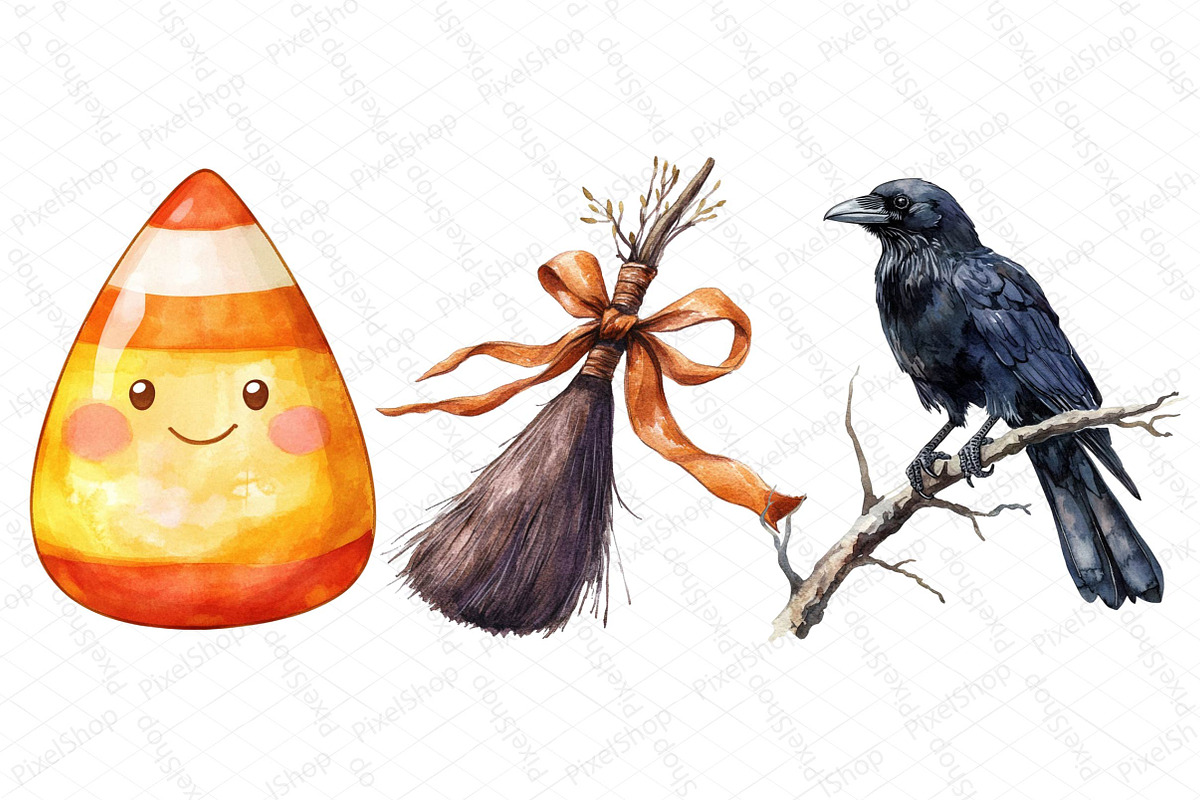 Watercolor Halloween Clipart, an Illustration by DreamPrint404 (Photo 3 of 6)