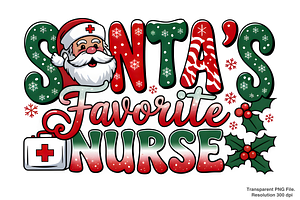Santa's Favorite Nurse PNG, a Graphic by Clipart Bloom