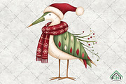 Vintage Christmas Bird Clipart, an Illustration by Craft Nest (Thumbnail 1 of 6)