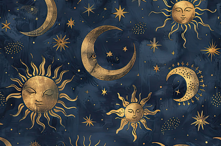 moons and suns celestial art, a Decorative Illustration by Virgo Studio