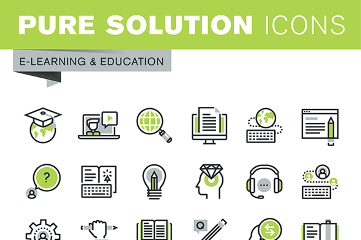 Flat Line Icons of Education preview 5