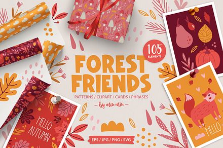 Forest Friends Kit, a Seasonal Illustration by miumiu