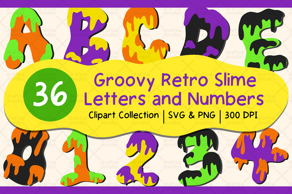 Retro Slime Letters and Numbers, an Object Graphic by Drafts n Doodles (Photo 1 of 3)