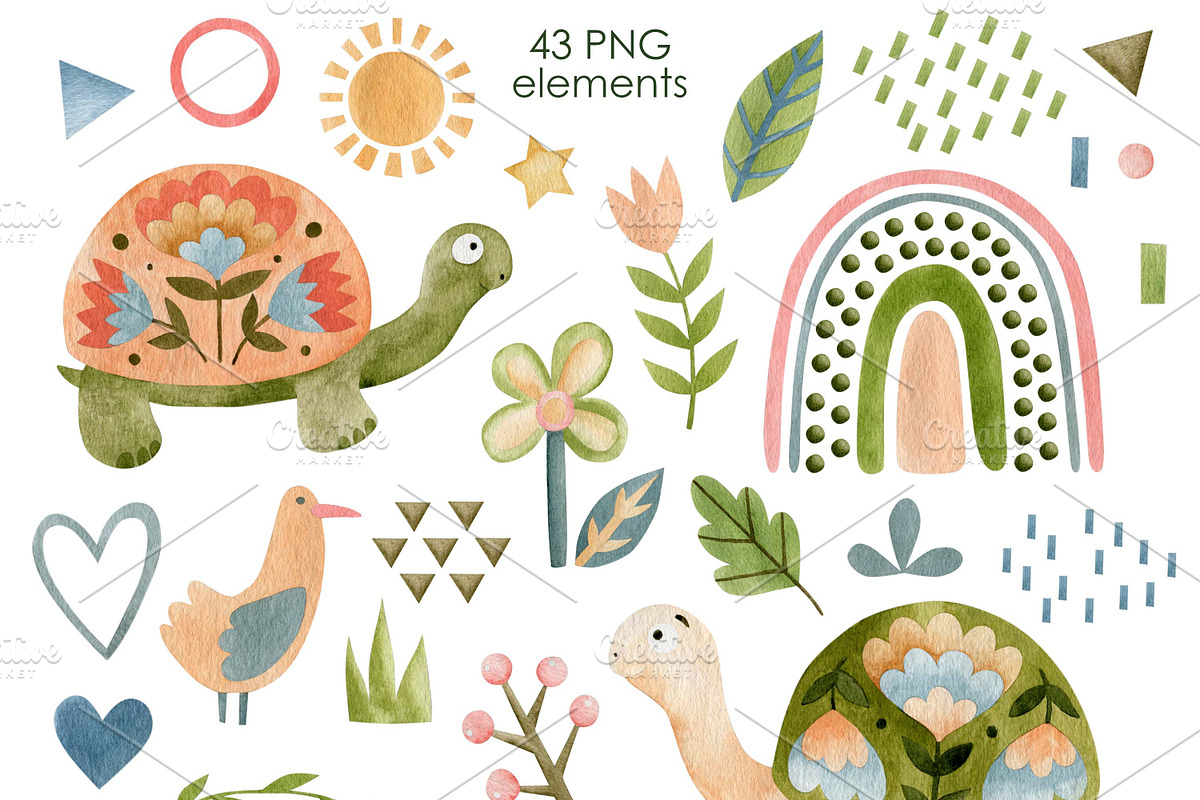Watercolor turtle & rainbow, an Animal Illustration by Kira Konoshenko (Photo 2 of 10)