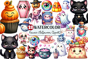 Watercolor Kawaii Halloween Clipart, an Illustration by Rose Art (Thumbnail 1 of 7)
