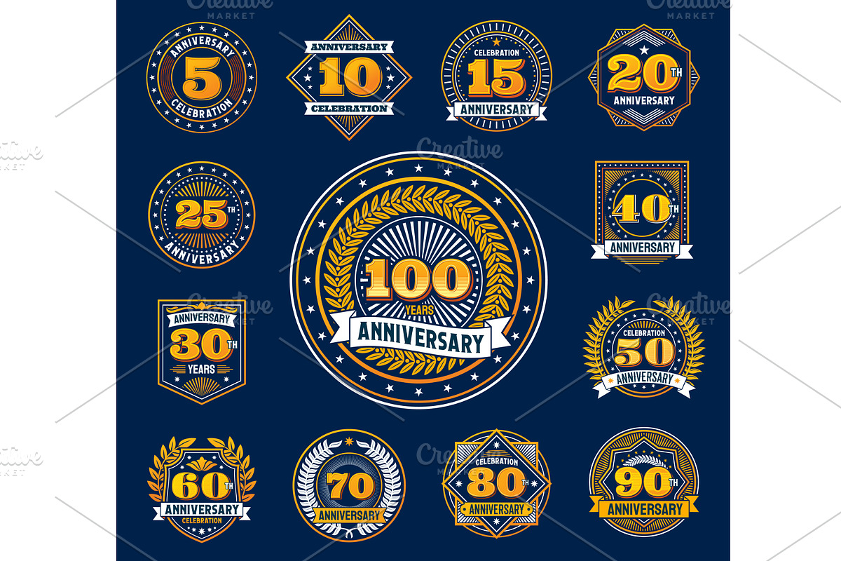 Birthday badge and label, an Illustration by Vector Tradition